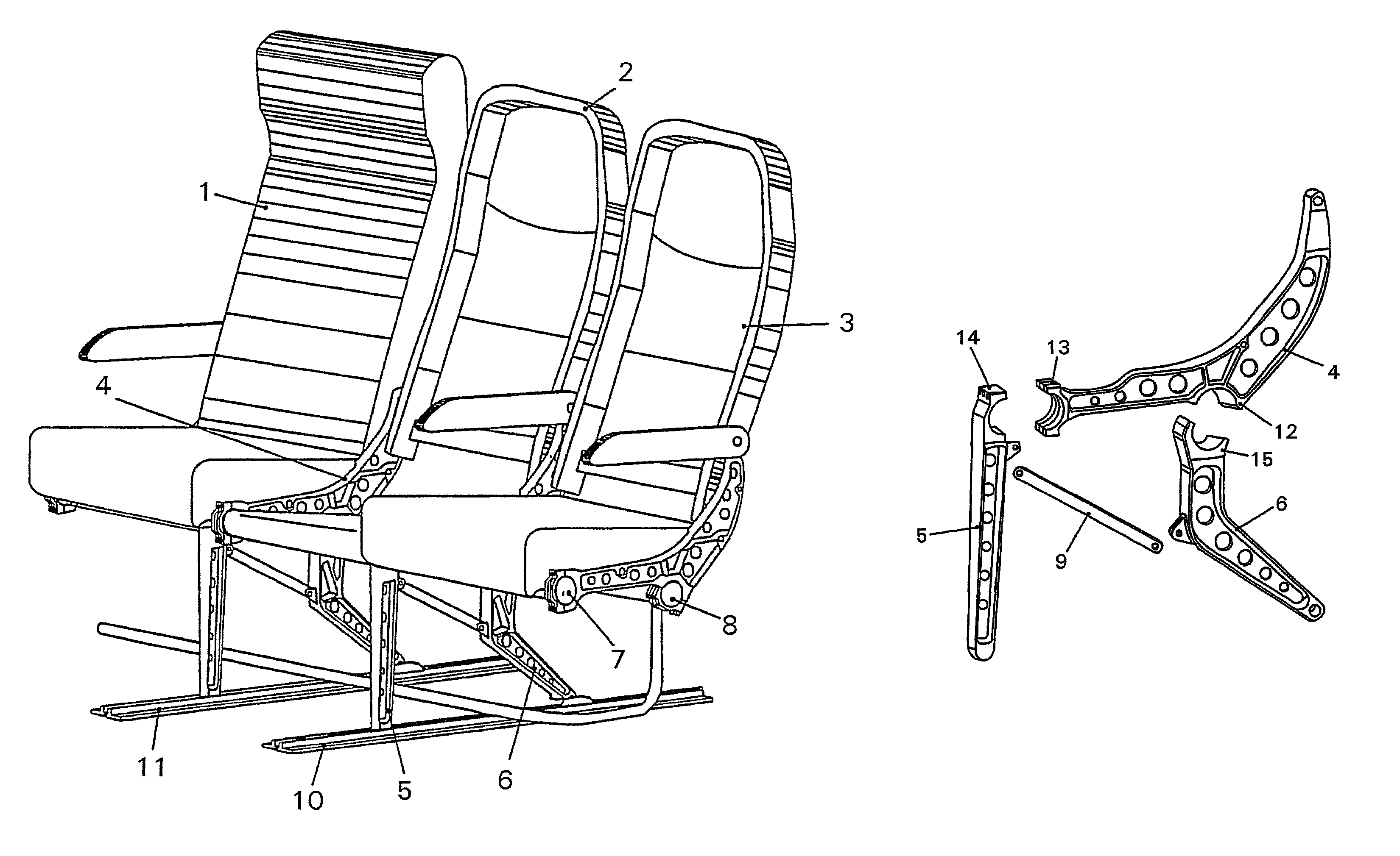 Kit for seat rows in aircraft