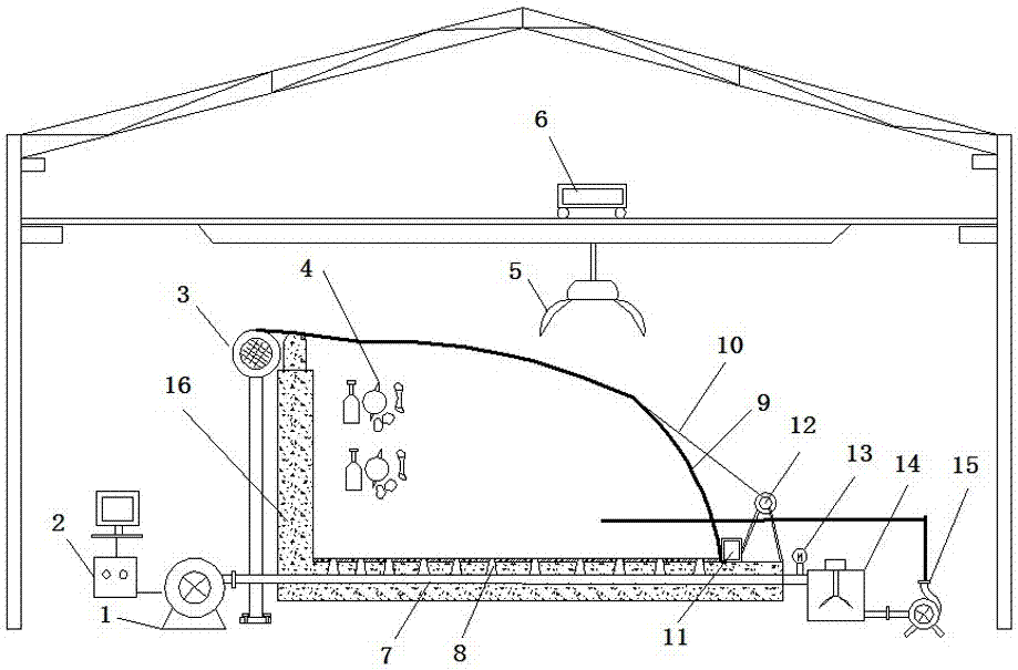 Intermediate-temperature drying method and device for biological film of garbage
