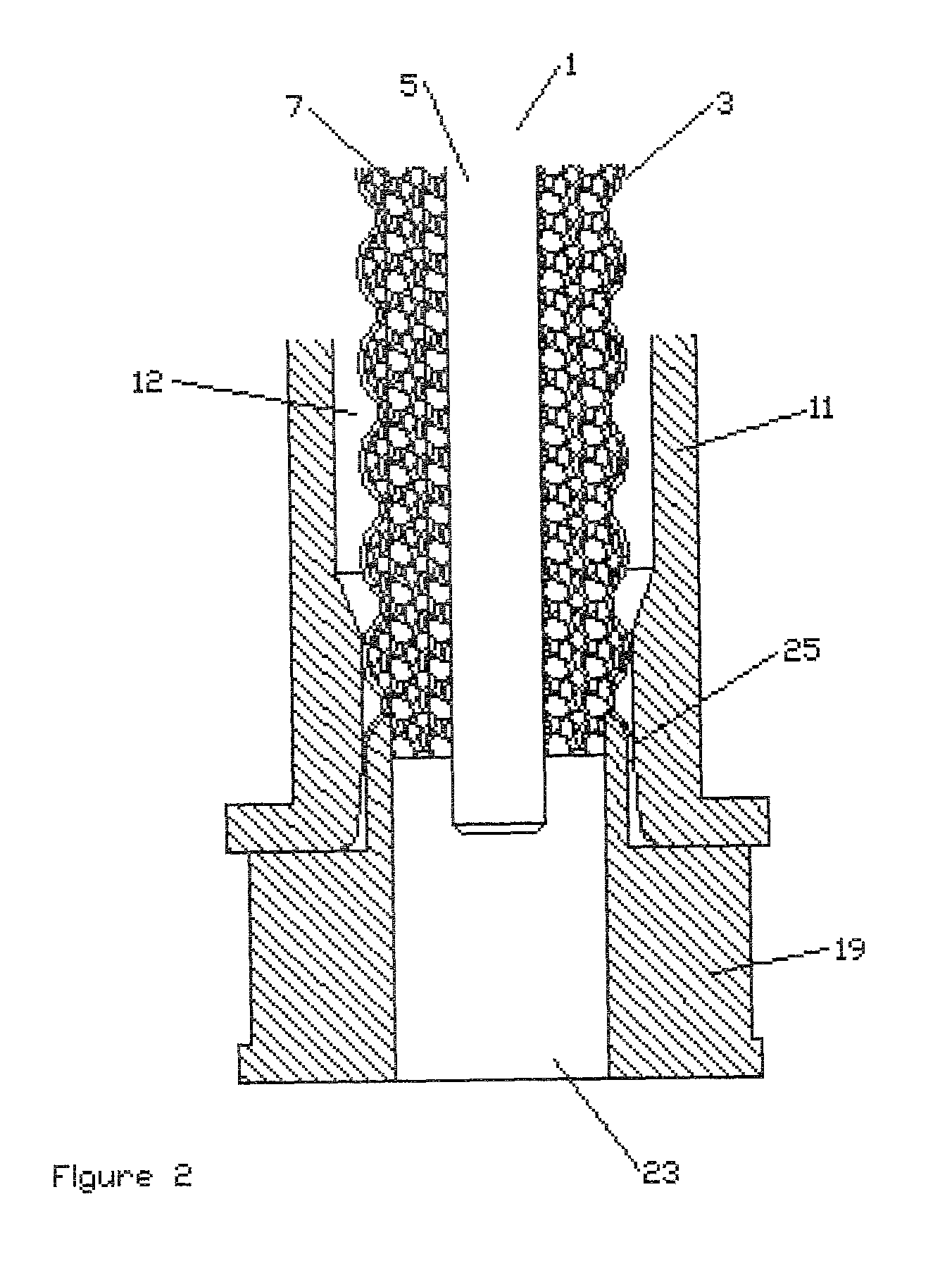 Connector and coaxial cable with outer conductor cylindrical section axial compression connection