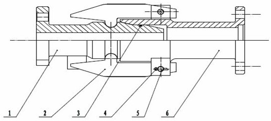 Axial-force-transmittable quick joint device for water cooling pipe inside ejector rod