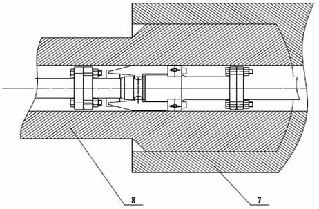 Axial-force-transmittable quick joint device for water cooling pipe inside ejector rod