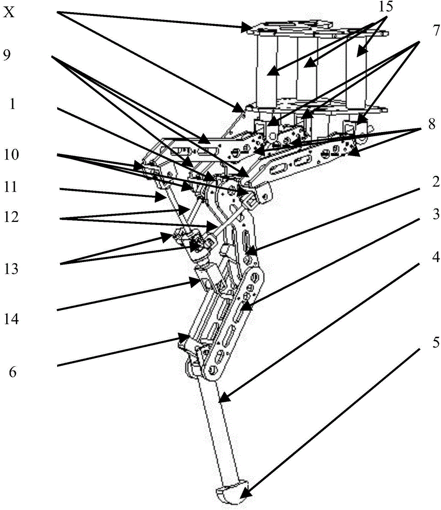 Linearly-driven walking robot leg configuration and parallel-connected six-legged walking robot