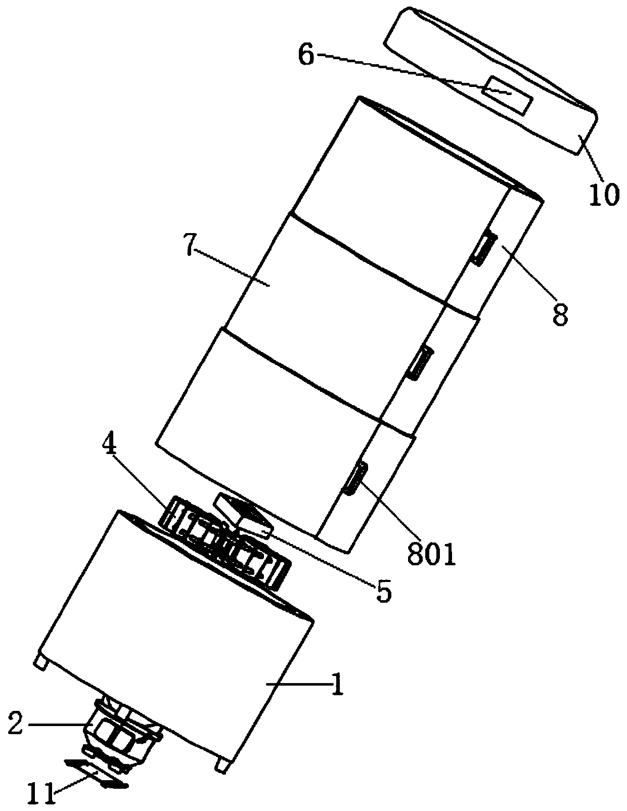 Cylindrical refrigerator with stretching and contracting structure