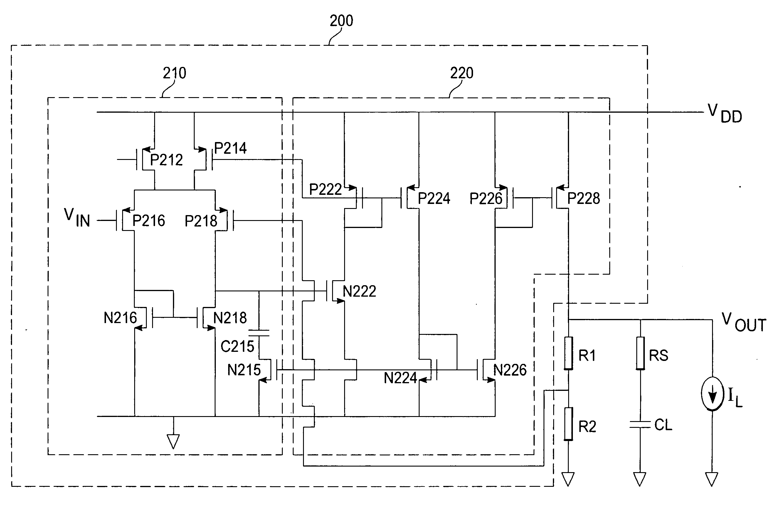 Standard CMOS low-noise high PSRR low drop-out regulator with new dynamic compensation