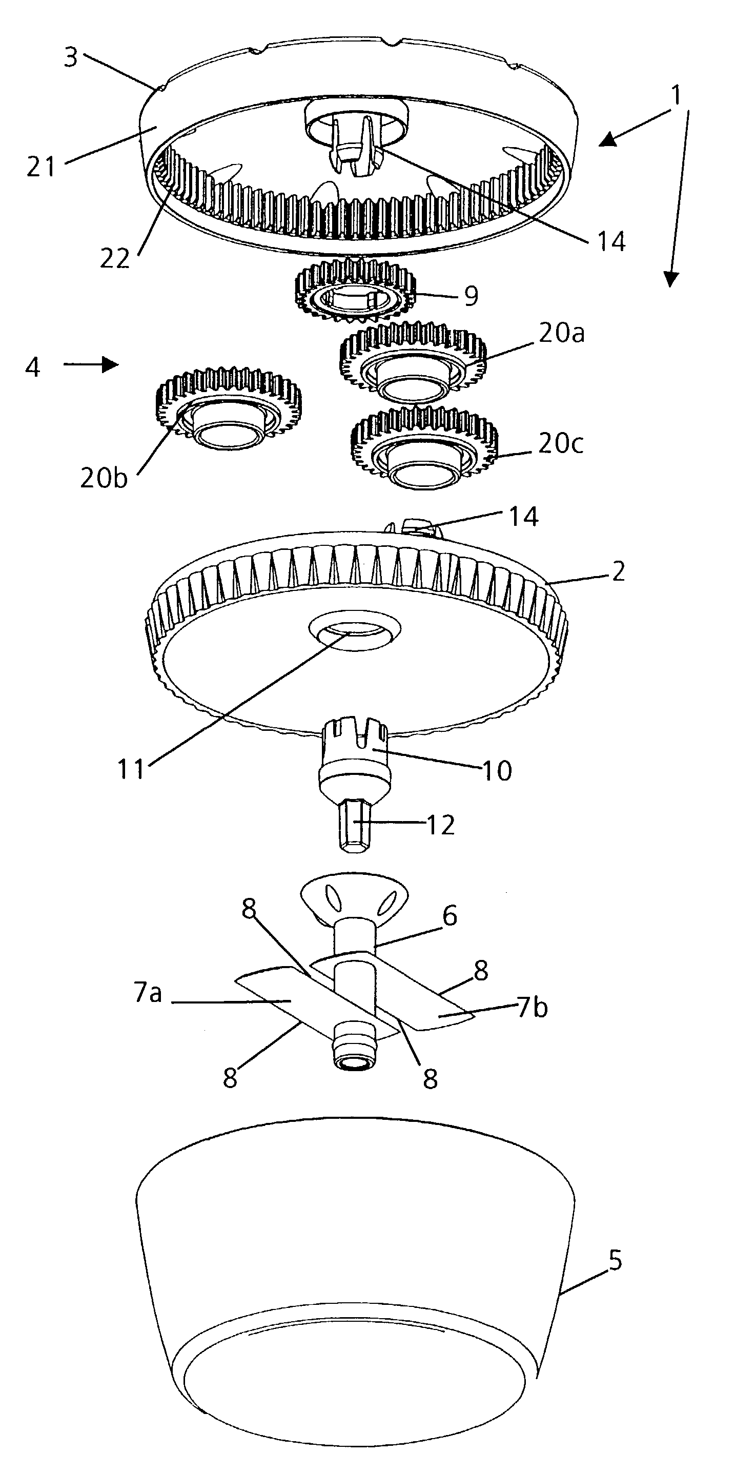 Manually drivable apparatus for comminuting foods