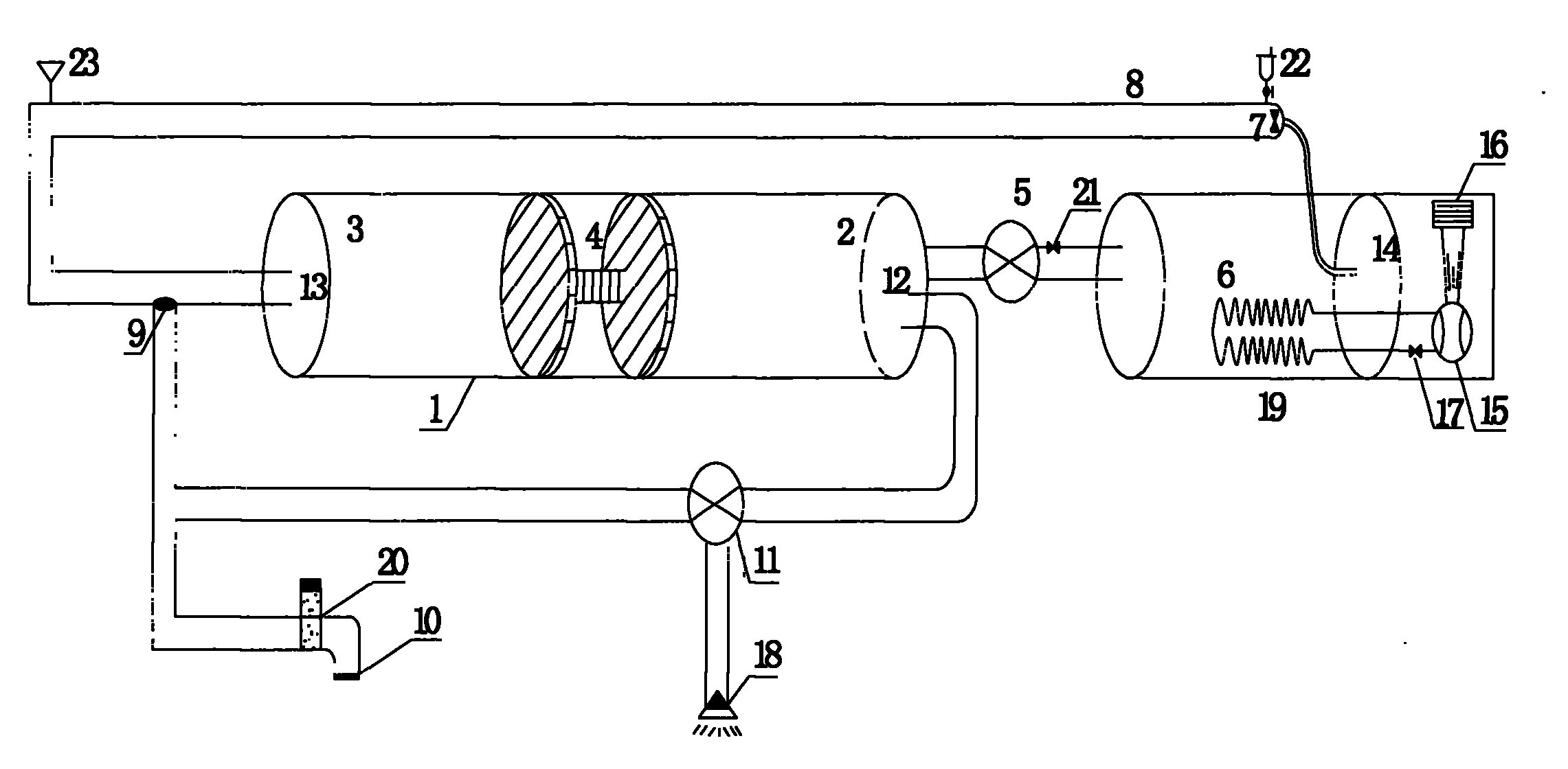 Three-tank four-cavity indoor air source heat pump water heater