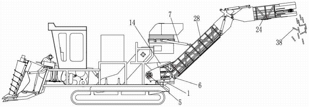 Foldable scraper blade type conveying arm for cutting type sugarcane harvester
