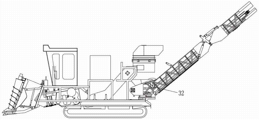 Foldable scraper blade type conveying arm for cutting type sugarcane harvester
