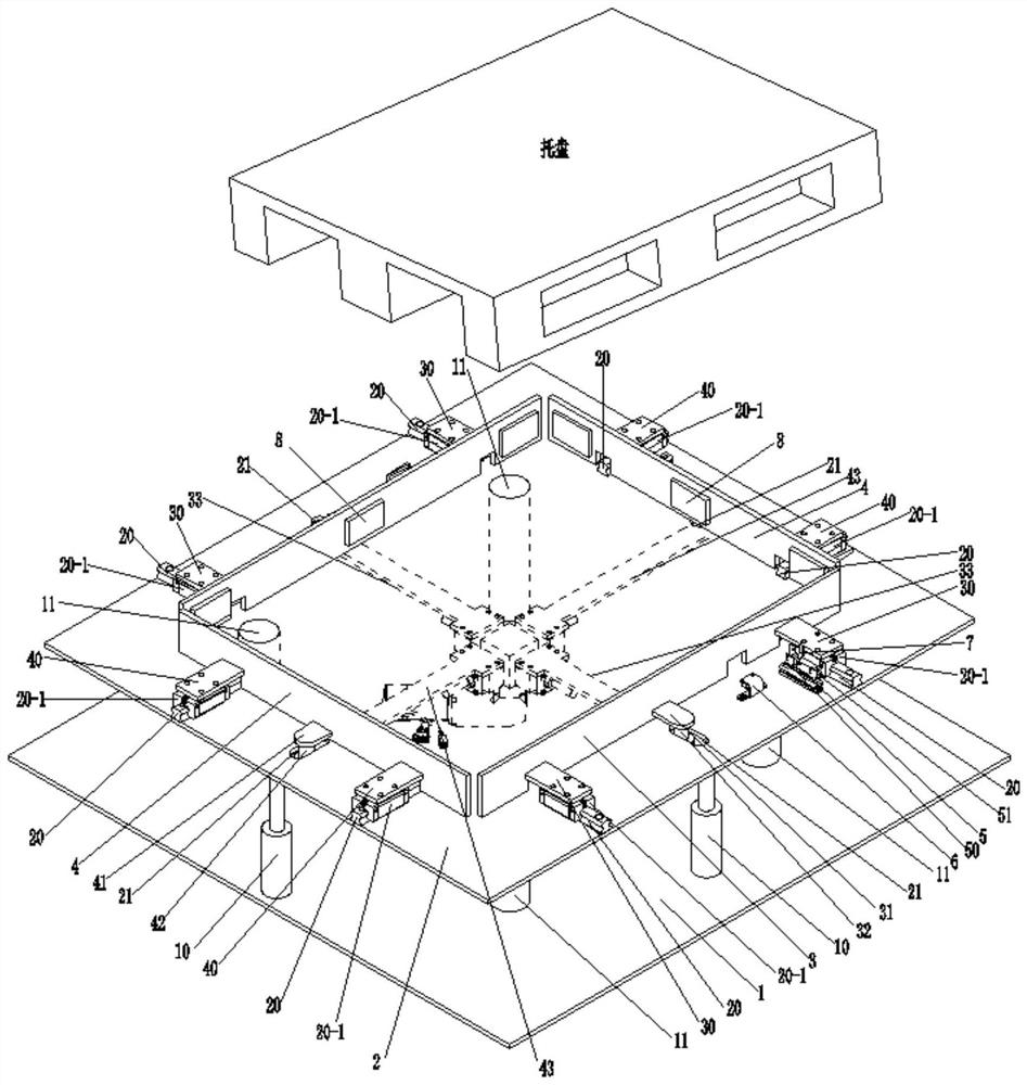 Full-linkage lifting tray calibration device and method