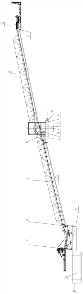 Wharf shipment belt conveyor system for large water level difference