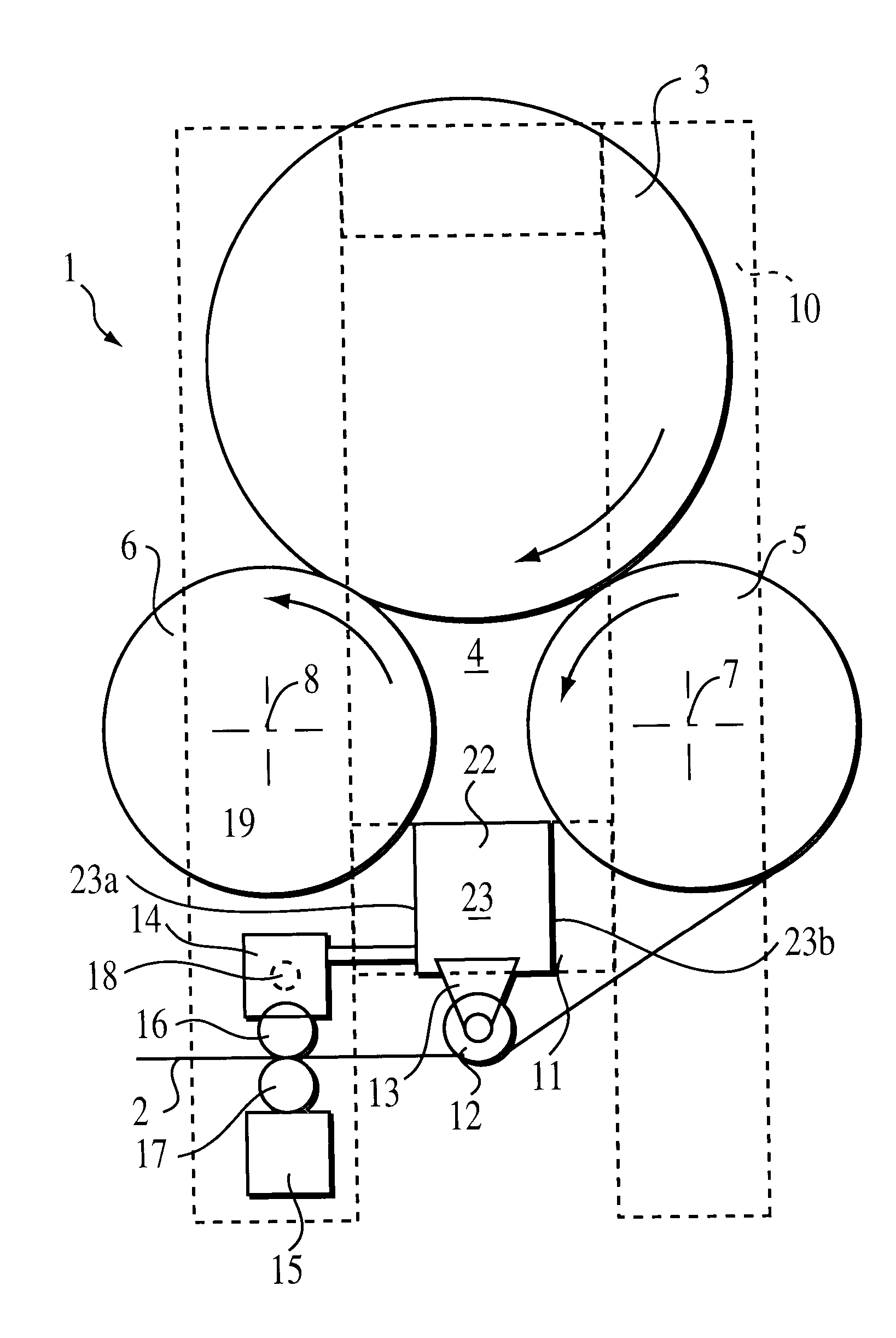 Roll winding device and method of increasing rigidity of such device