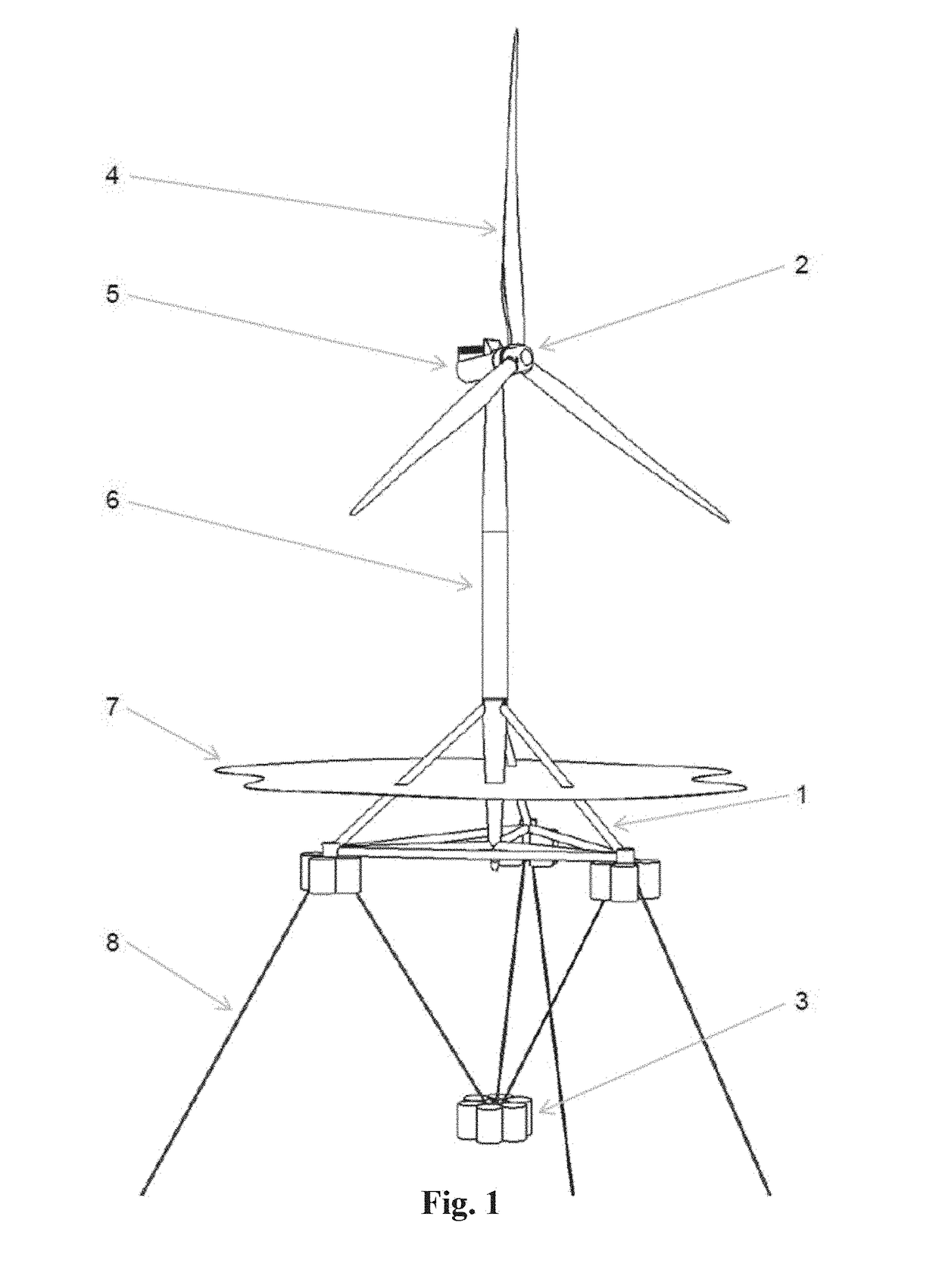 A floating wind turbine and a method for the installation of such floating wind turbine