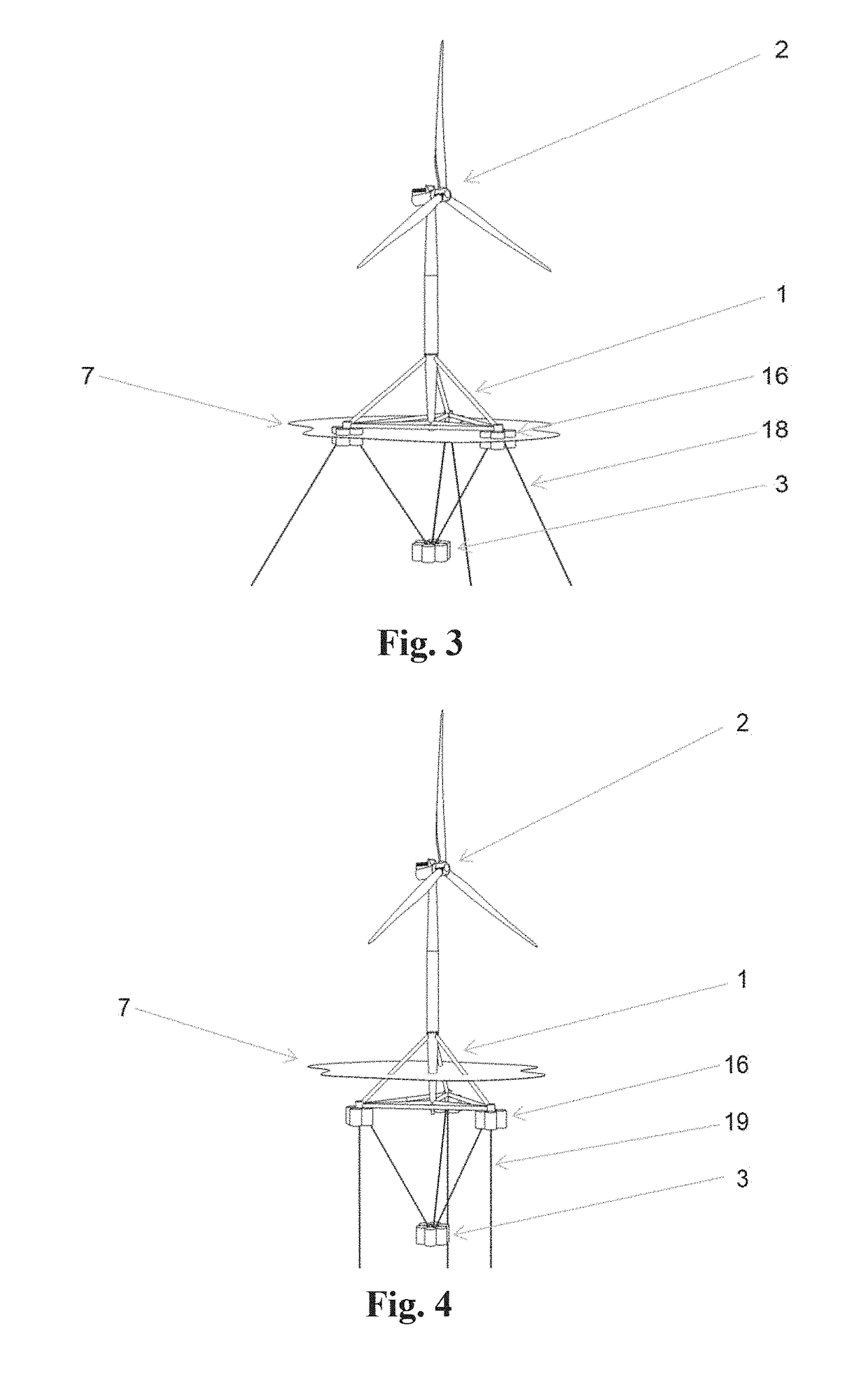 A floating wind turbine and a method for the installation of such floating wind turbine