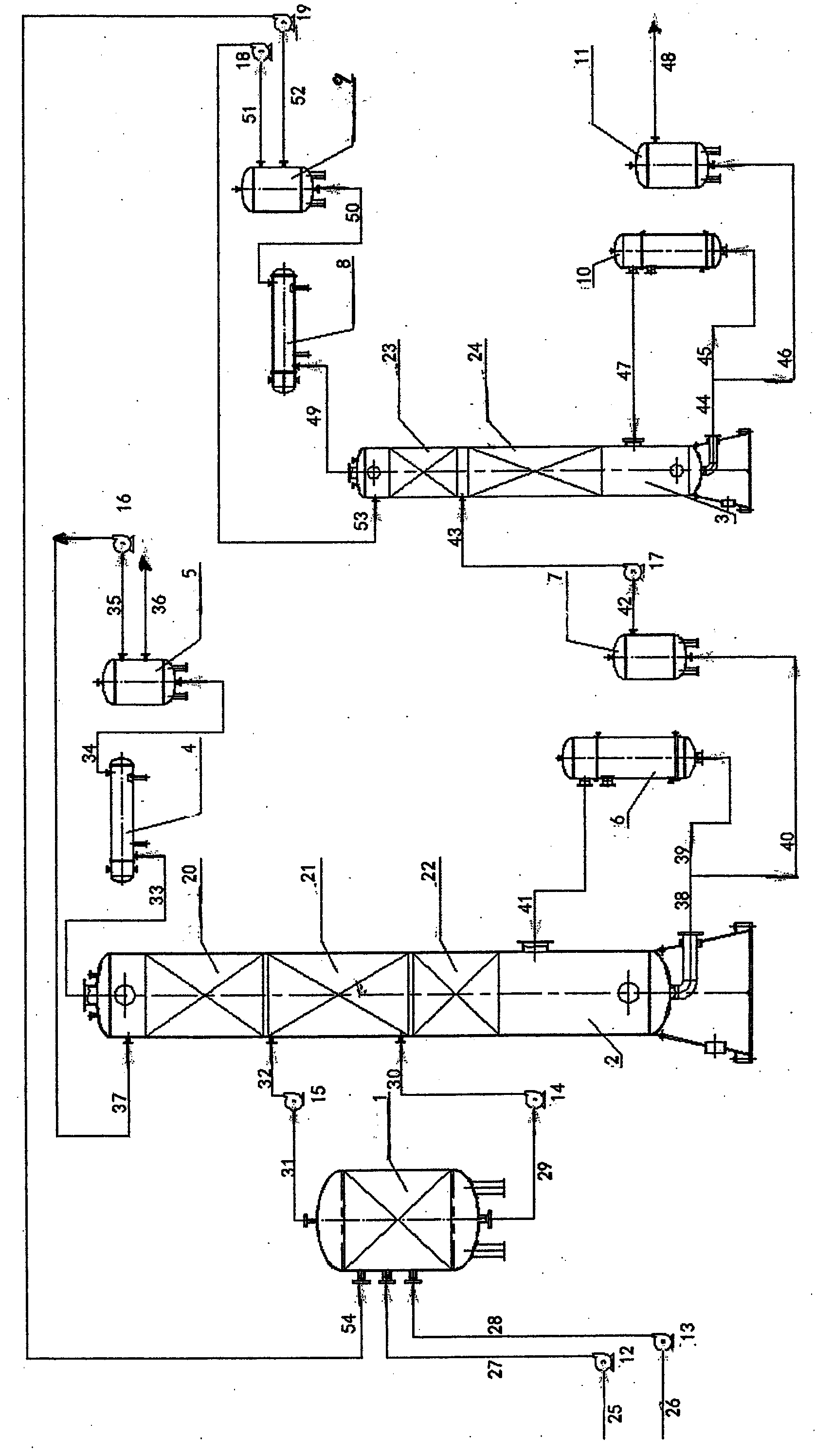 Device and method for preparing propionic anhydride through reactive distillation of acetic anhydride and propionic acid