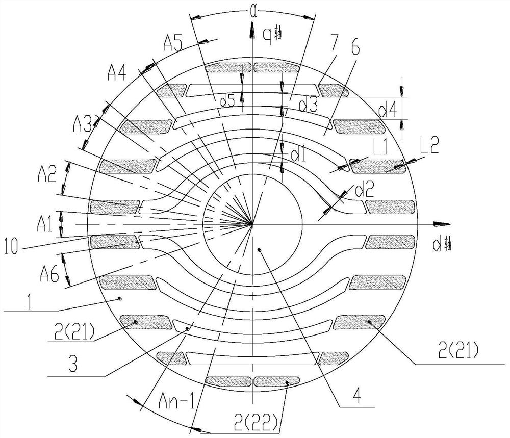 Self-starting synchronous reluctance motor rotor and motor