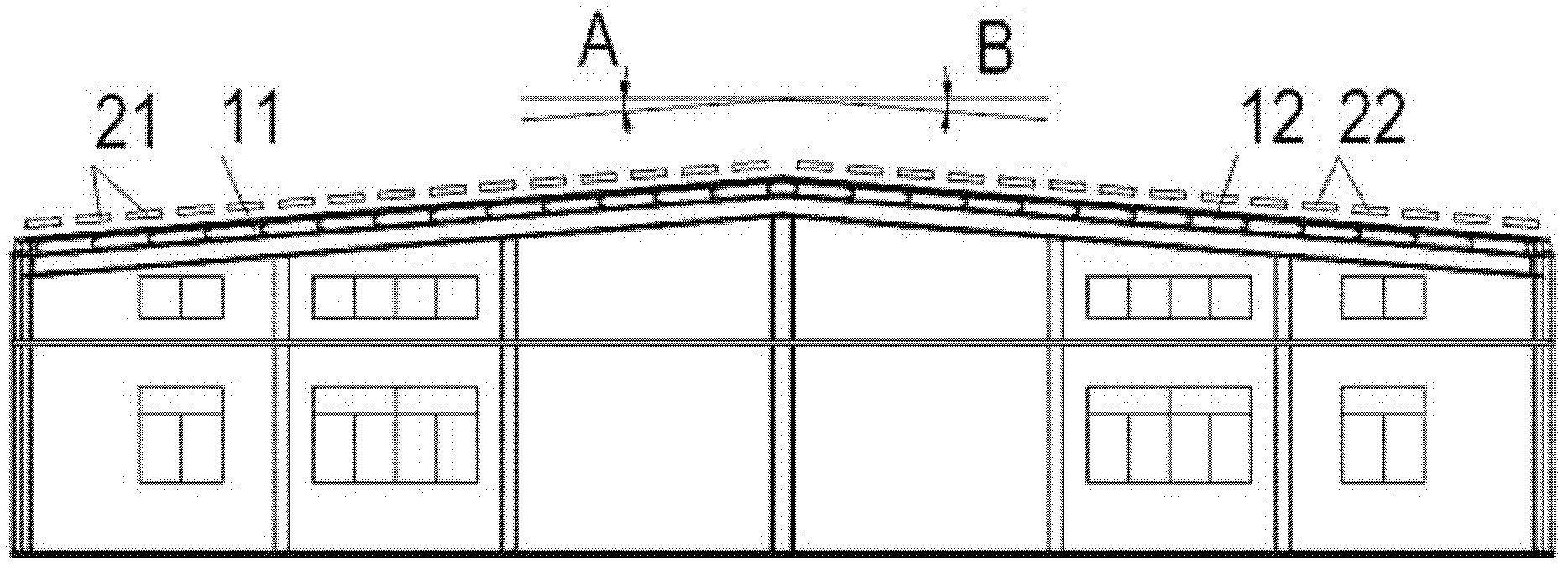 Photovoltaic module arrangement structure for sloping roof of lightweight steel roof truss