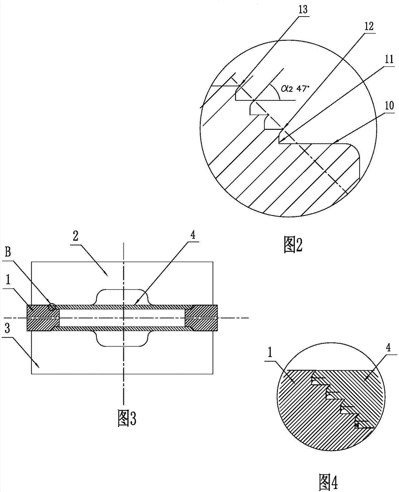 Internal high pressure forming push head of embedded-type engagement sealing structure