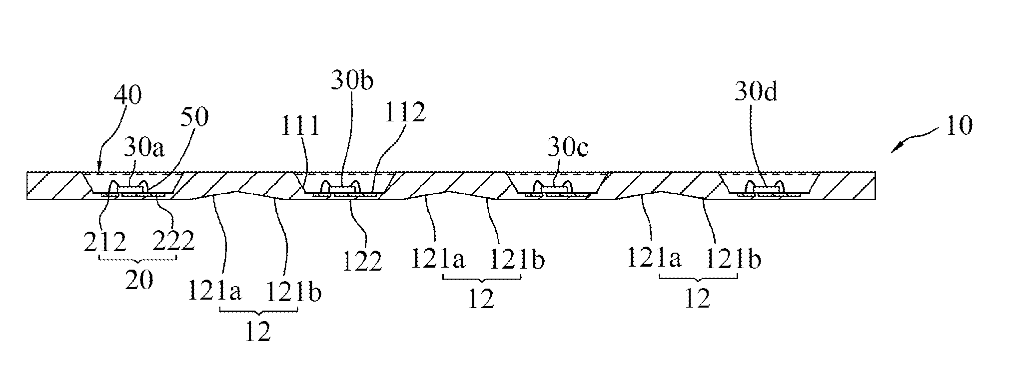Light-emitting diode module with a reflecting portion having two inclined planes opposite to each other
