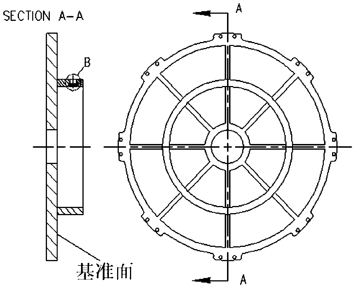 Overall manufacturing method for large-size thin-walled annular belt type oxygen-enhancing frame