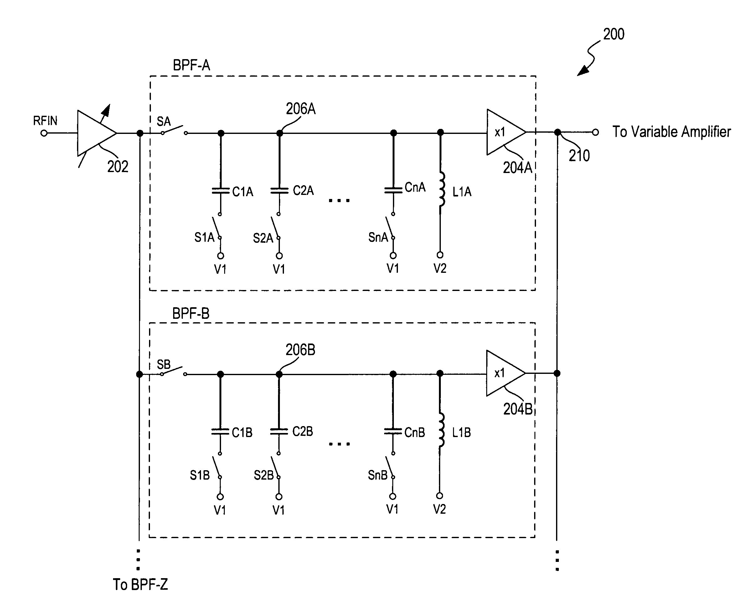 Television receiver including an integrated band selection filter