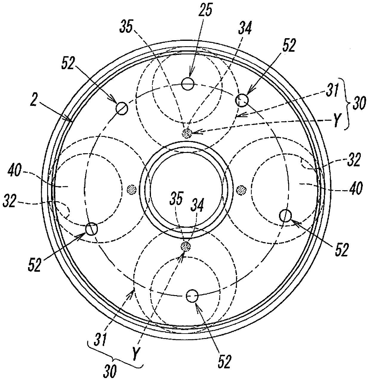 Surface grinding device and planetary wheel