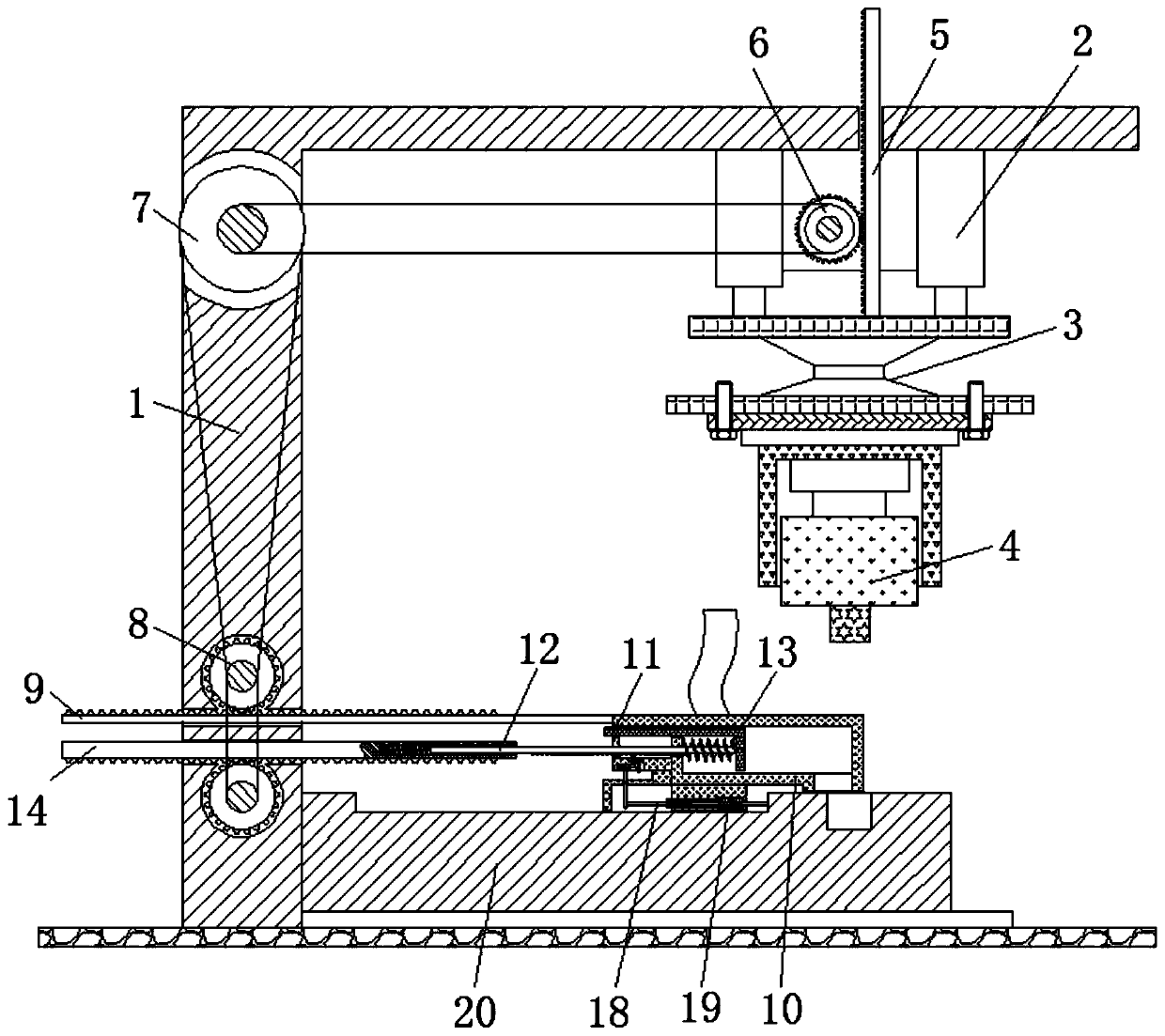 Powder metallurgy automatic feeding device based on gear rod transmission principle