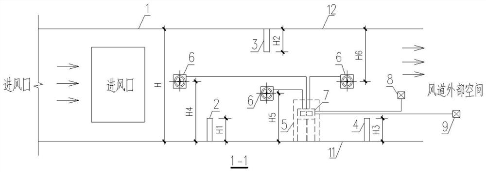 Exhaust air temperature difference control system and control method using air duct beam wall and fan group