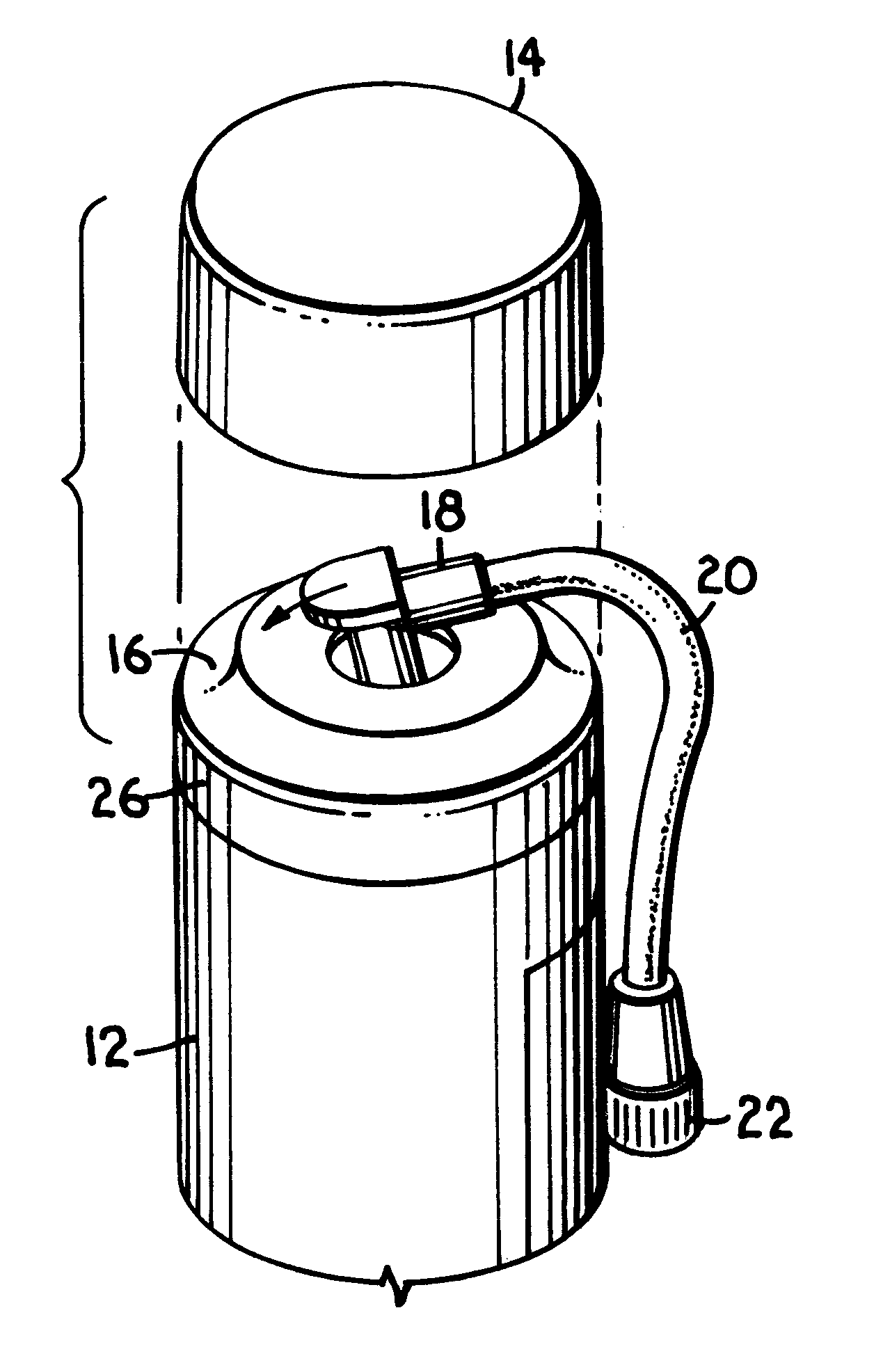 Self-contained hose assembly for a pressurized canister