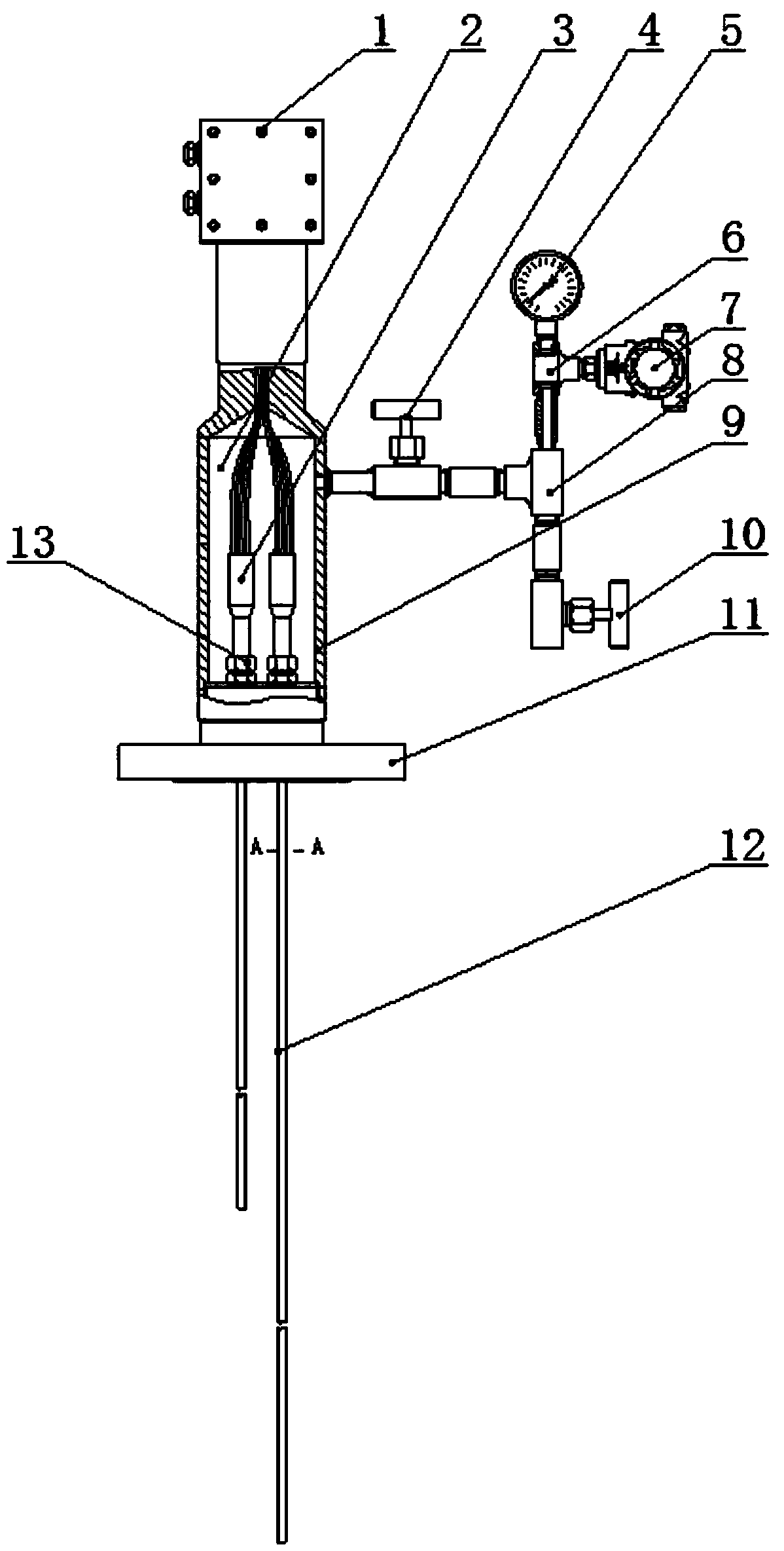 Multi-branch multi-point thermocouple with sealed cavity