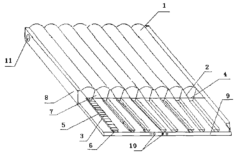 Concentrating solar tile capable of supplying heat and generating power