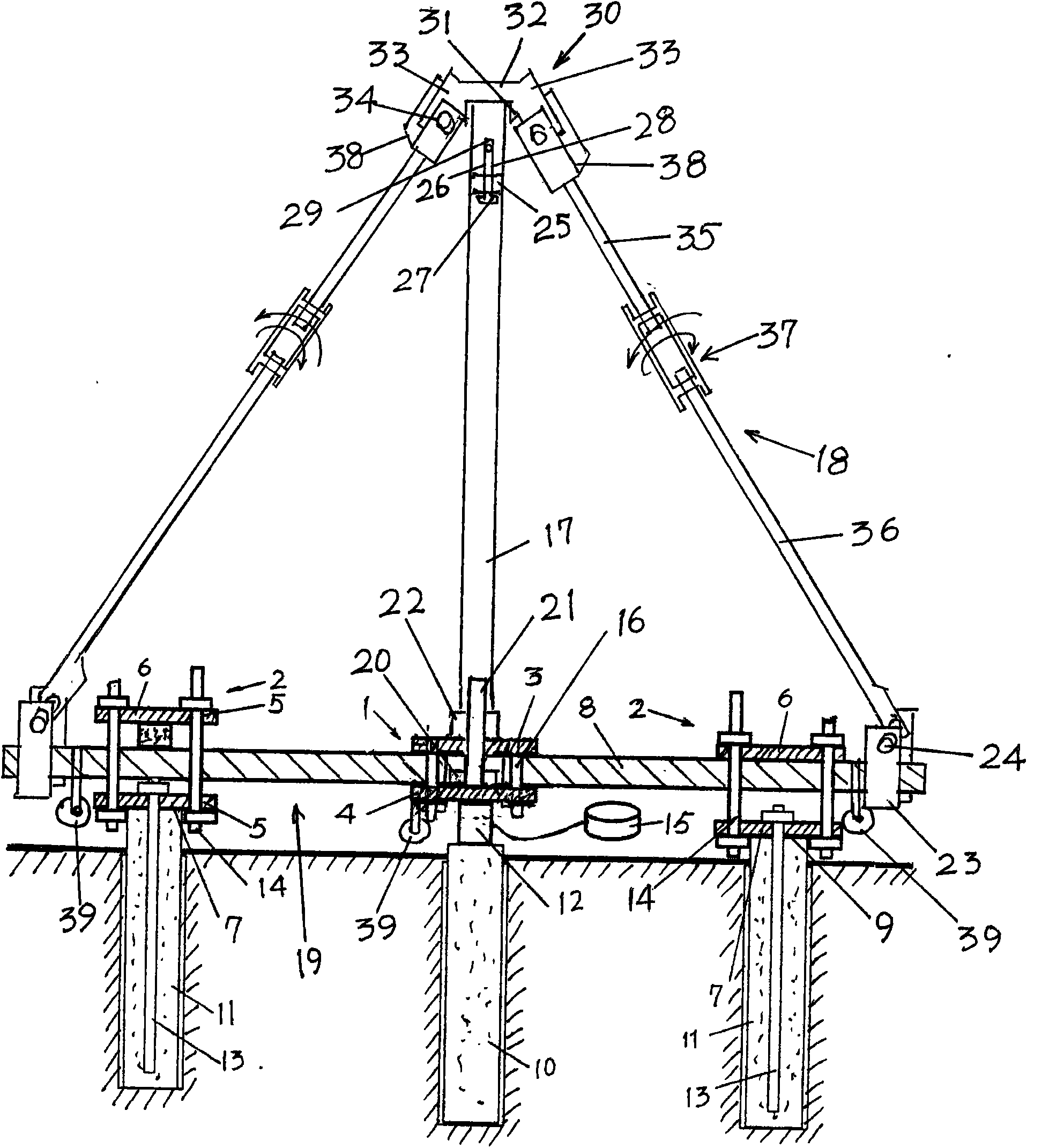 Pressure test device and method for prestressed pipe pile through peripheral pipe pile in component force measuring mode