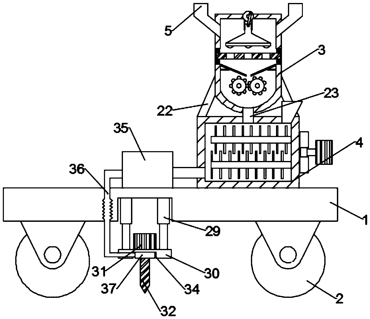 Agricultural soluble-solid-fertilizer applying device