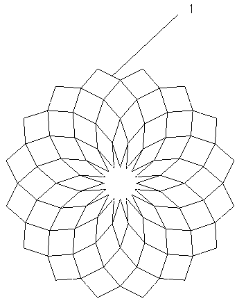 A radial opening and closing reticulated shell