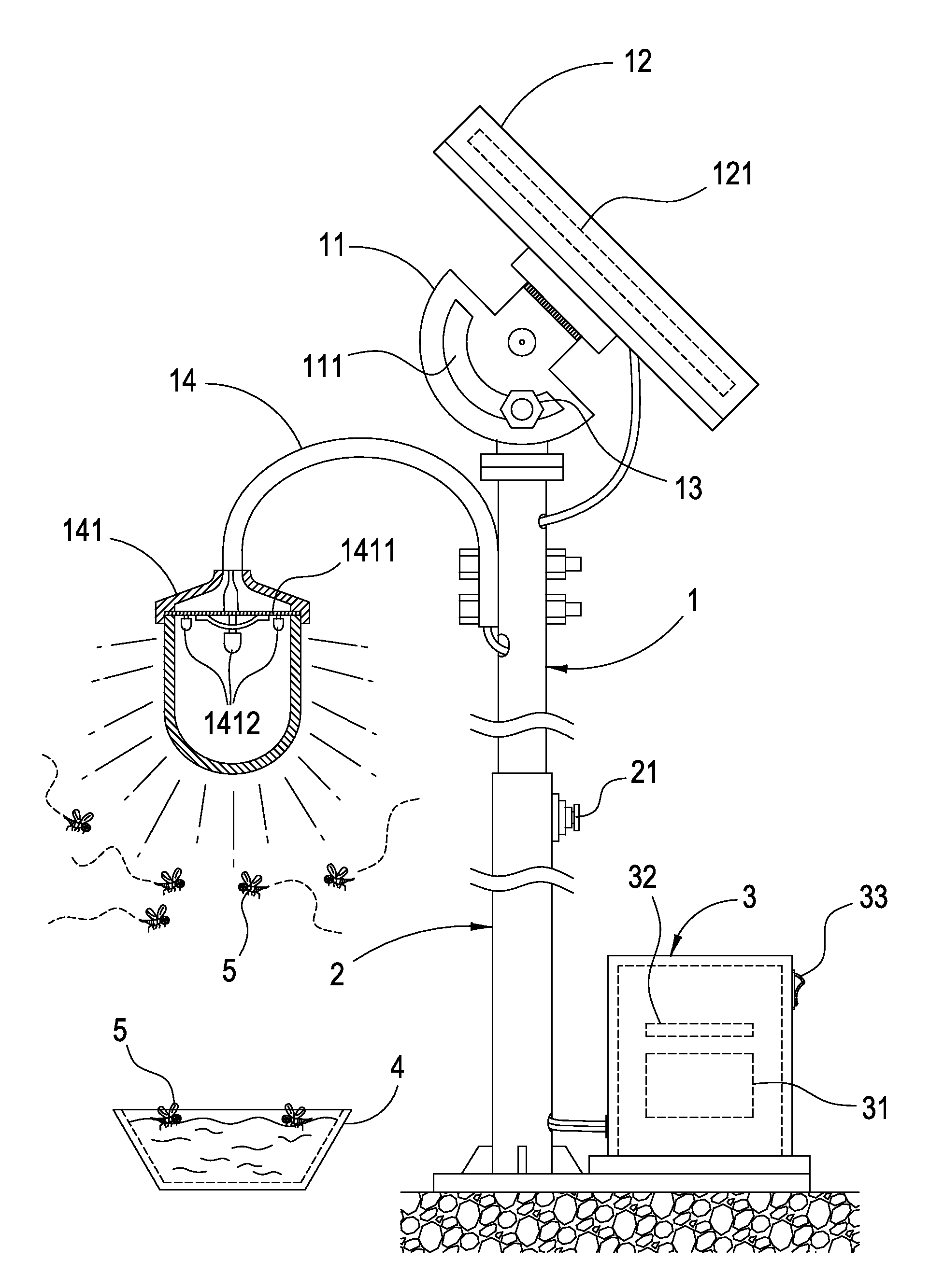 Solar Powered Insect Trapping and Terminating Apparatus