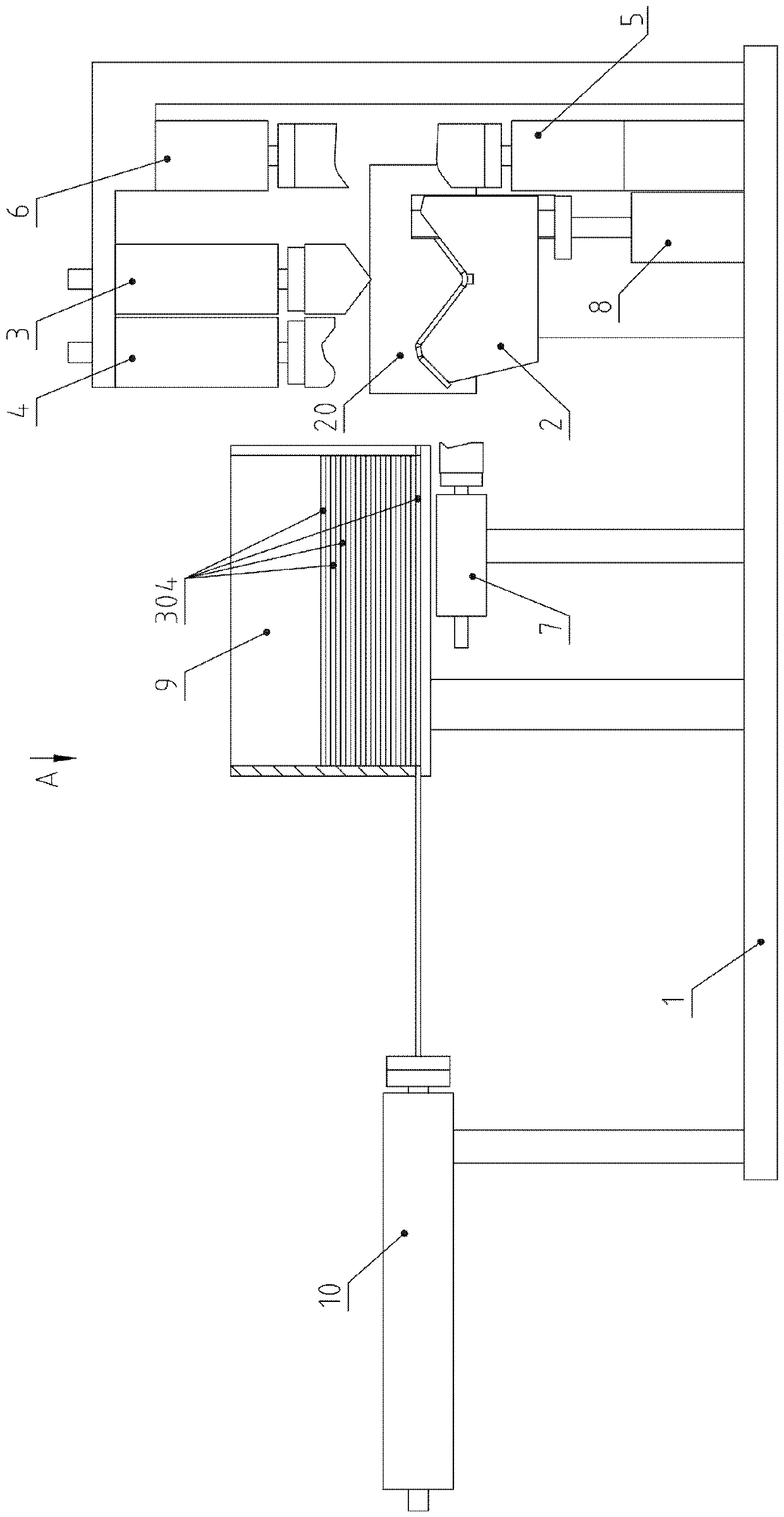 Automatic production device of turnover sliding shifting board used on medical gauze textile machine