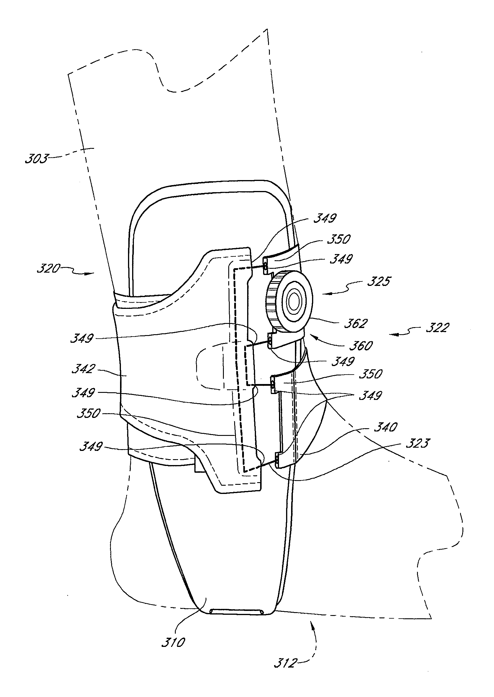 Closure system for braces, protective wear and similar articles