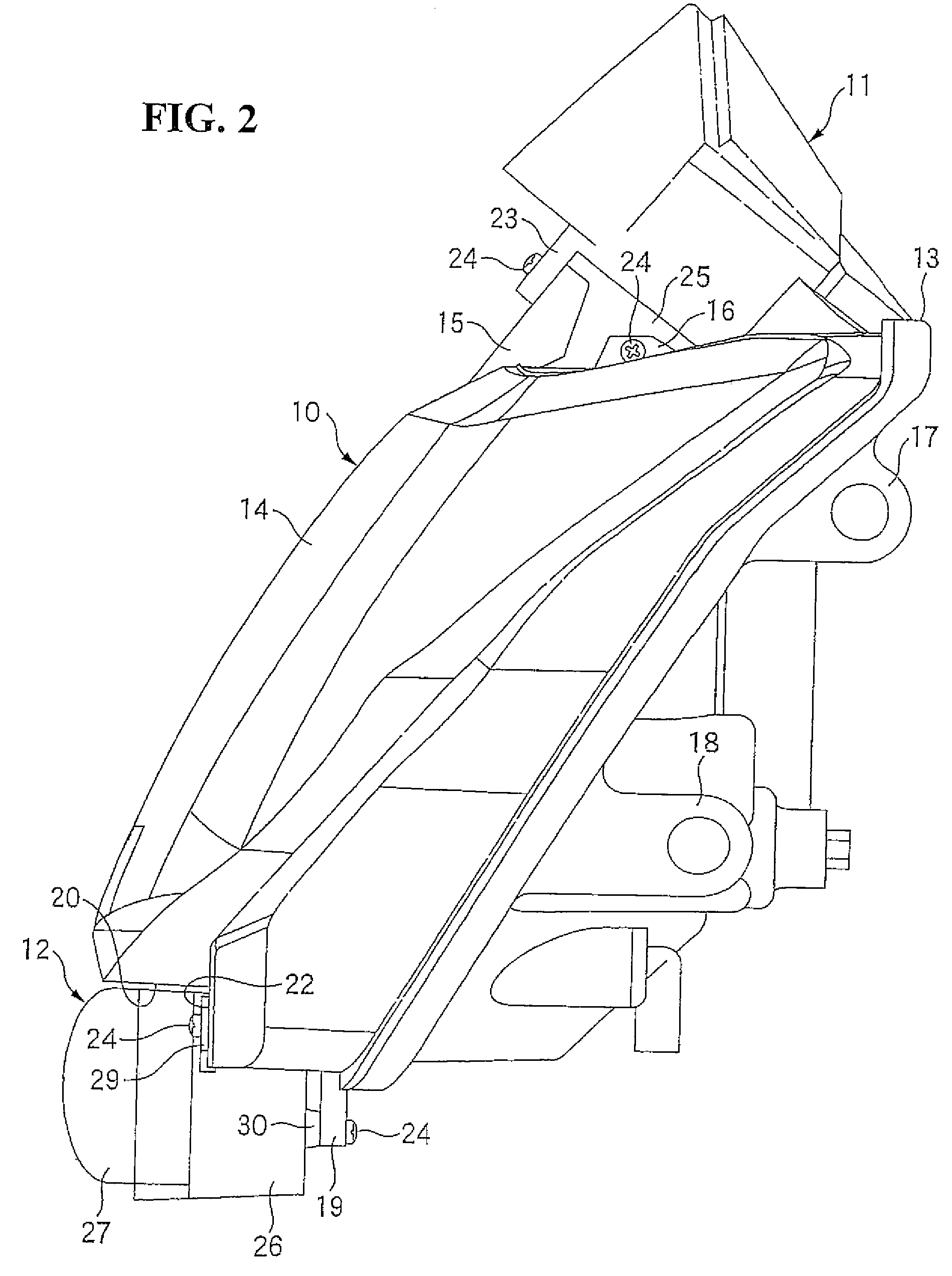 Motorcycle front lighting apparatus structure