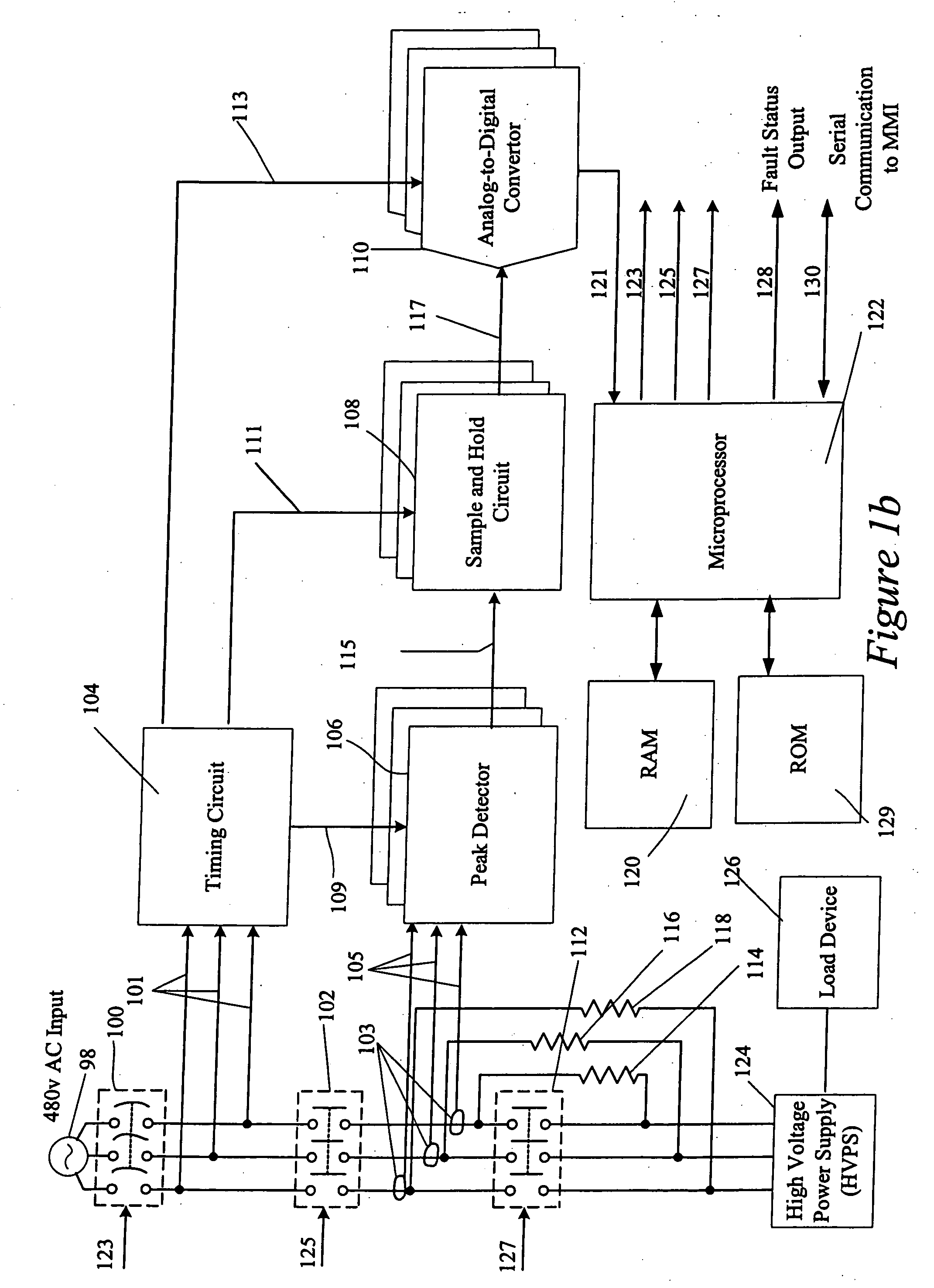 Apparatus, method and computer program product for monitoring AC line current through the step start resistors of a high voltage power supply