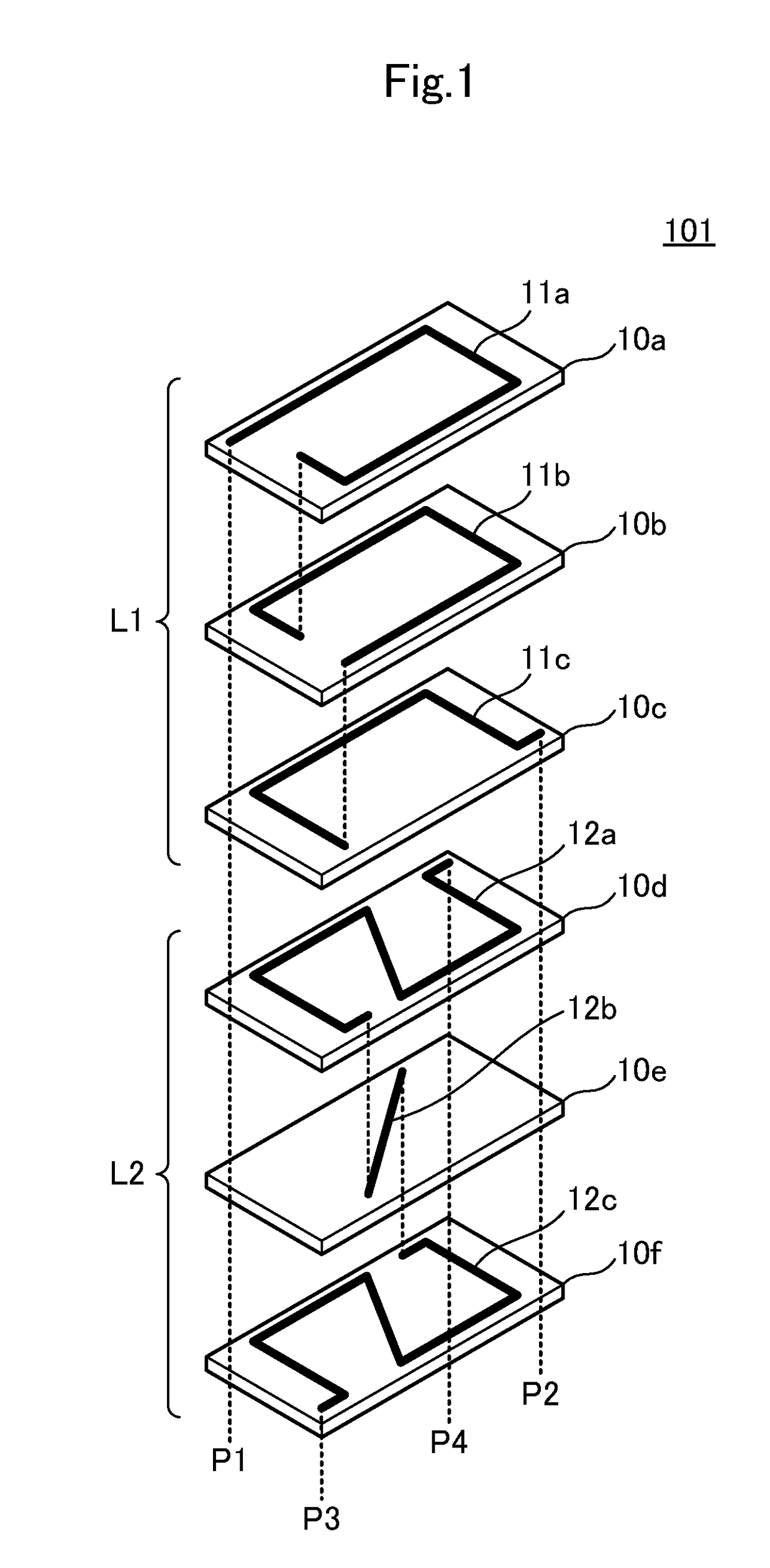 Laminated coil component and matching circuit