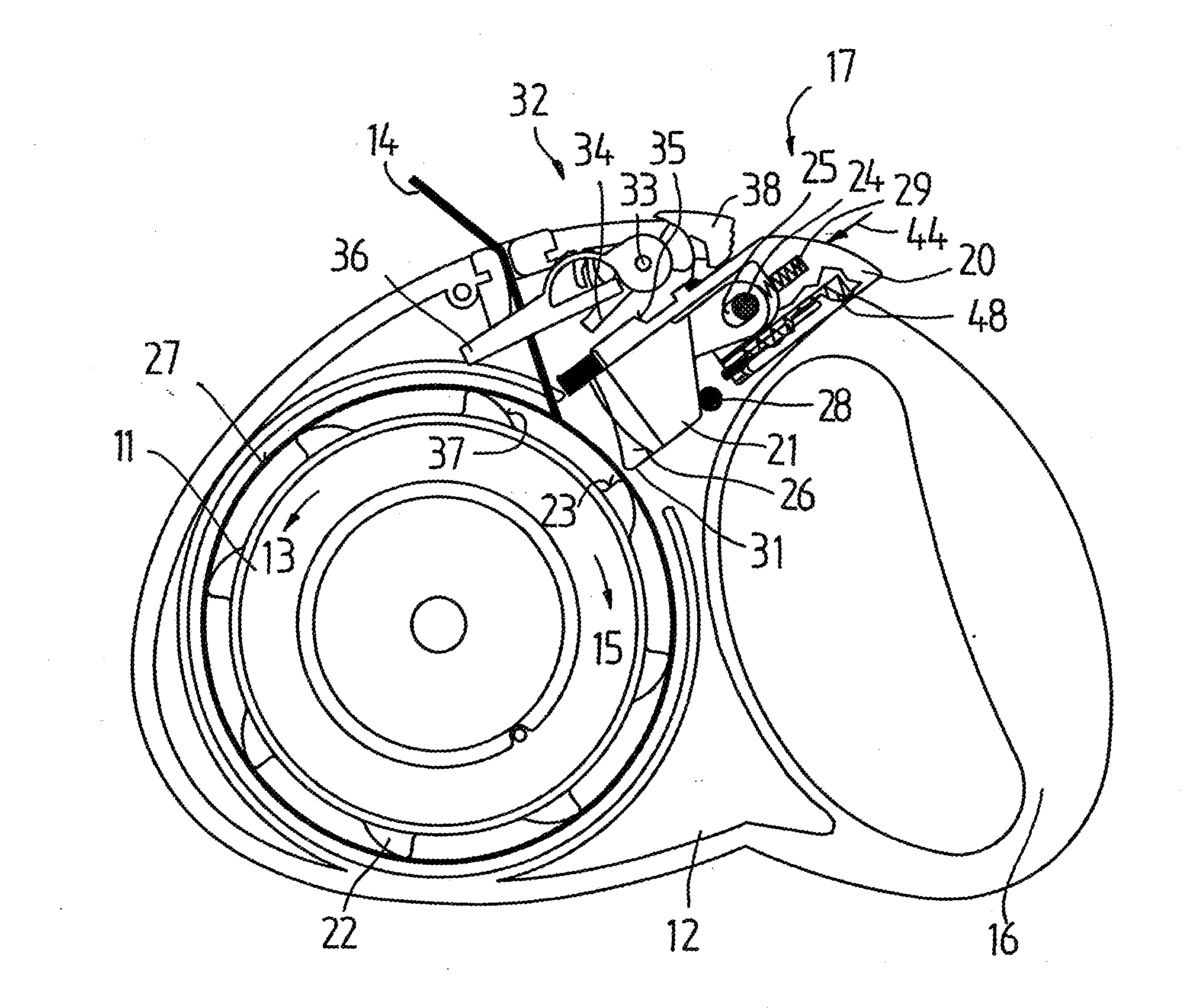 Braking Device for a Rope Pulley of a Leash that can be Mechanically Wound and Unwound for Leading Animals