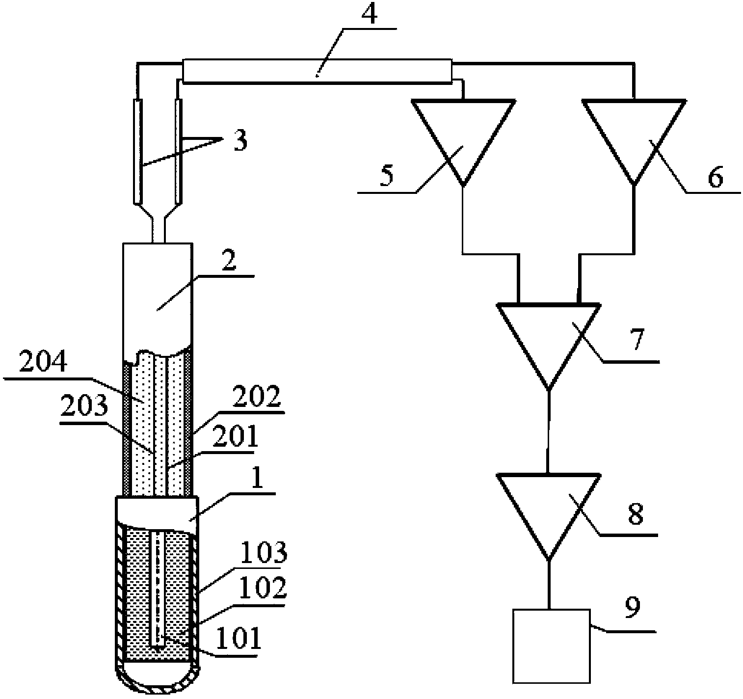 Neutron detector low current amplification device and method capable of achieving background compensation