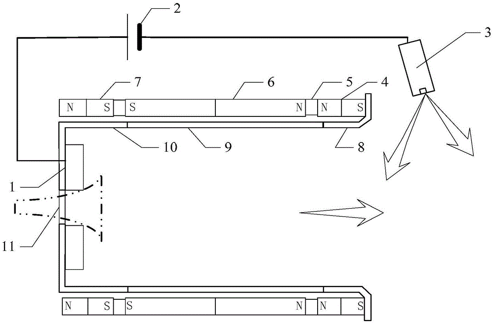 Segmented ceramic channel of multi-stage cusp magnetic field plasma thruster