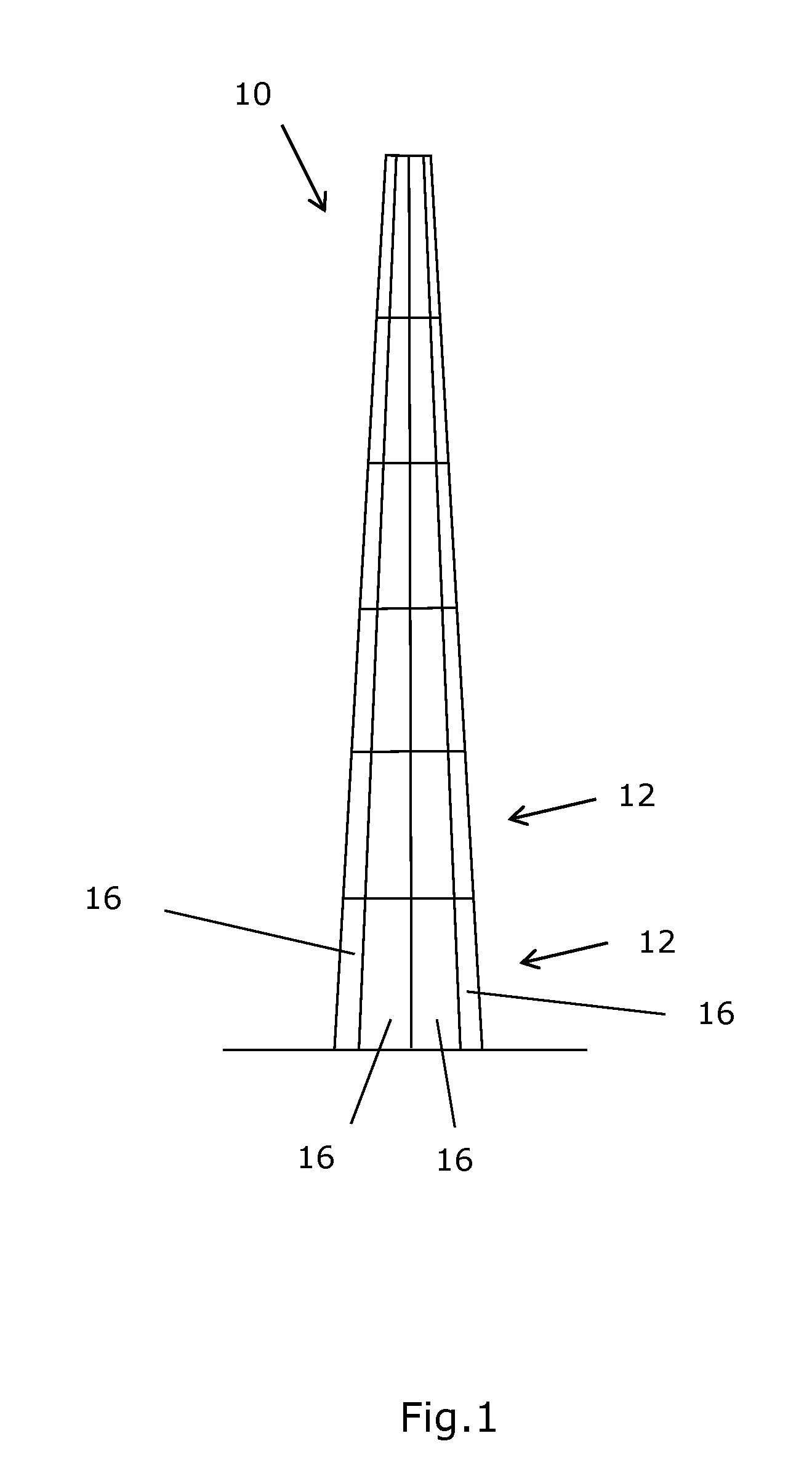 Tubular building structure with hingedly connected platform segment