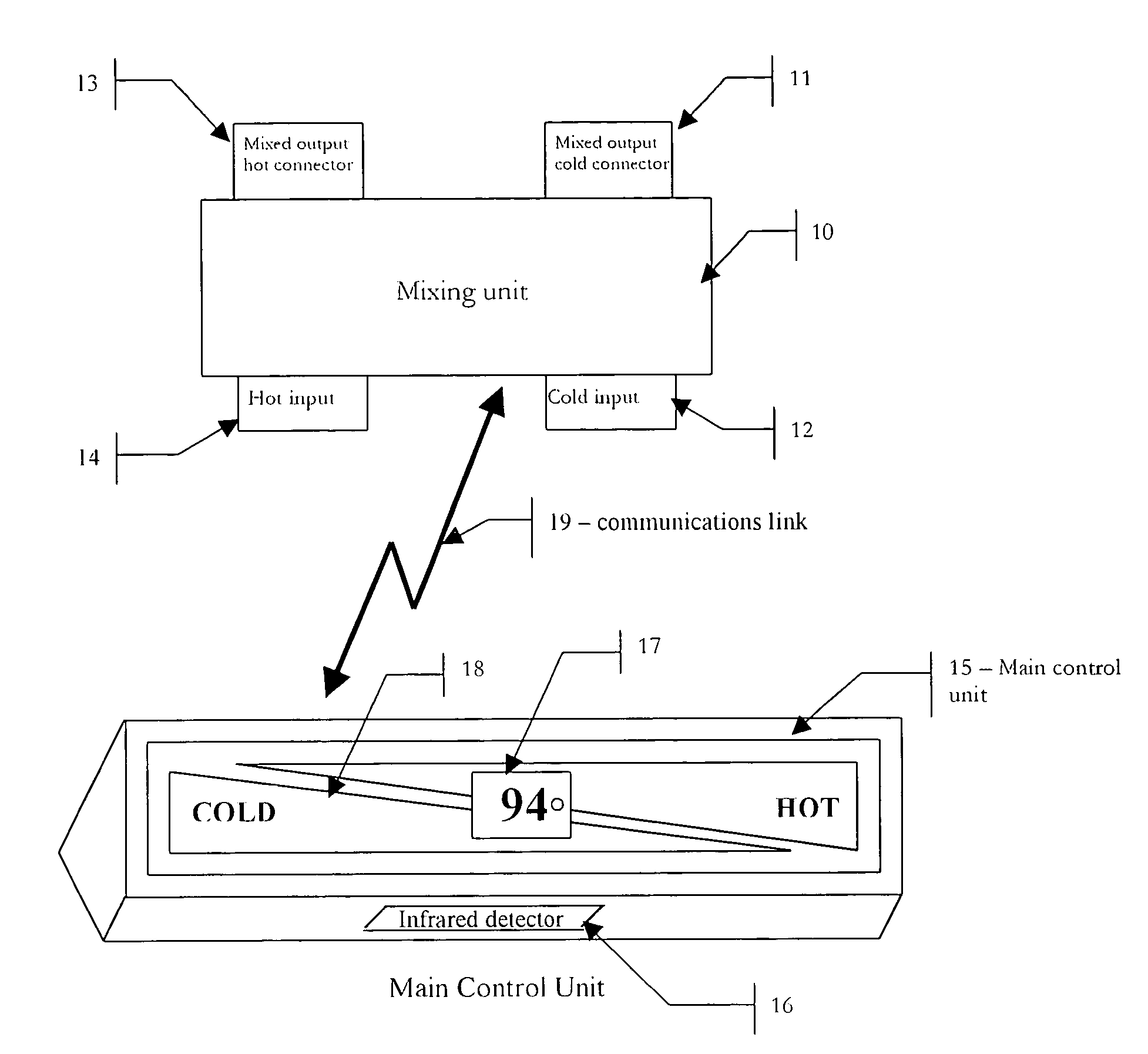 Self powered electronically controlled mixing valve