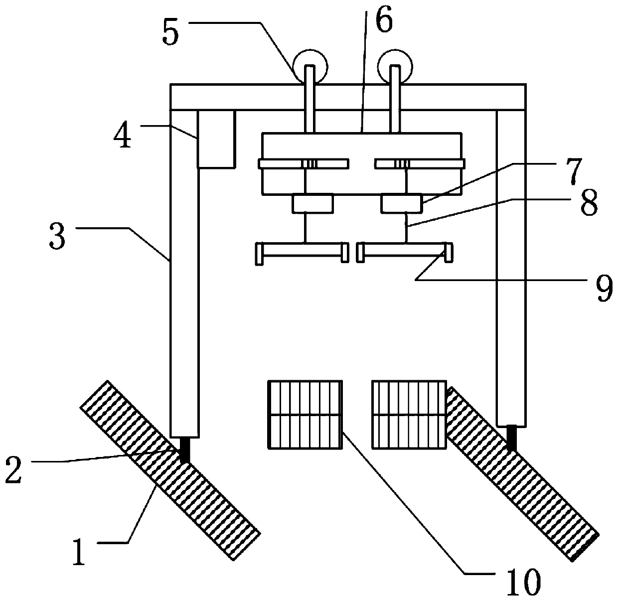 Detection mechanism and measurement method of swing angle of double spreader bridge crane based on photosensitive element