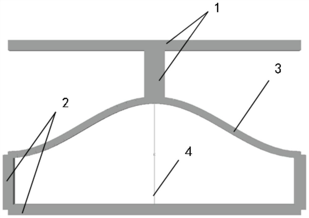 Vibration isolation structure based on bistable curved beams