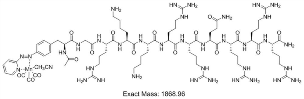 Polypeptide-manganese-carbonyl compound CO releasing molecule taking phenylazo pyridine as ligand as well as synthesis method and application of polypeptide-manganese-carbonyl compound CO releasing molecule