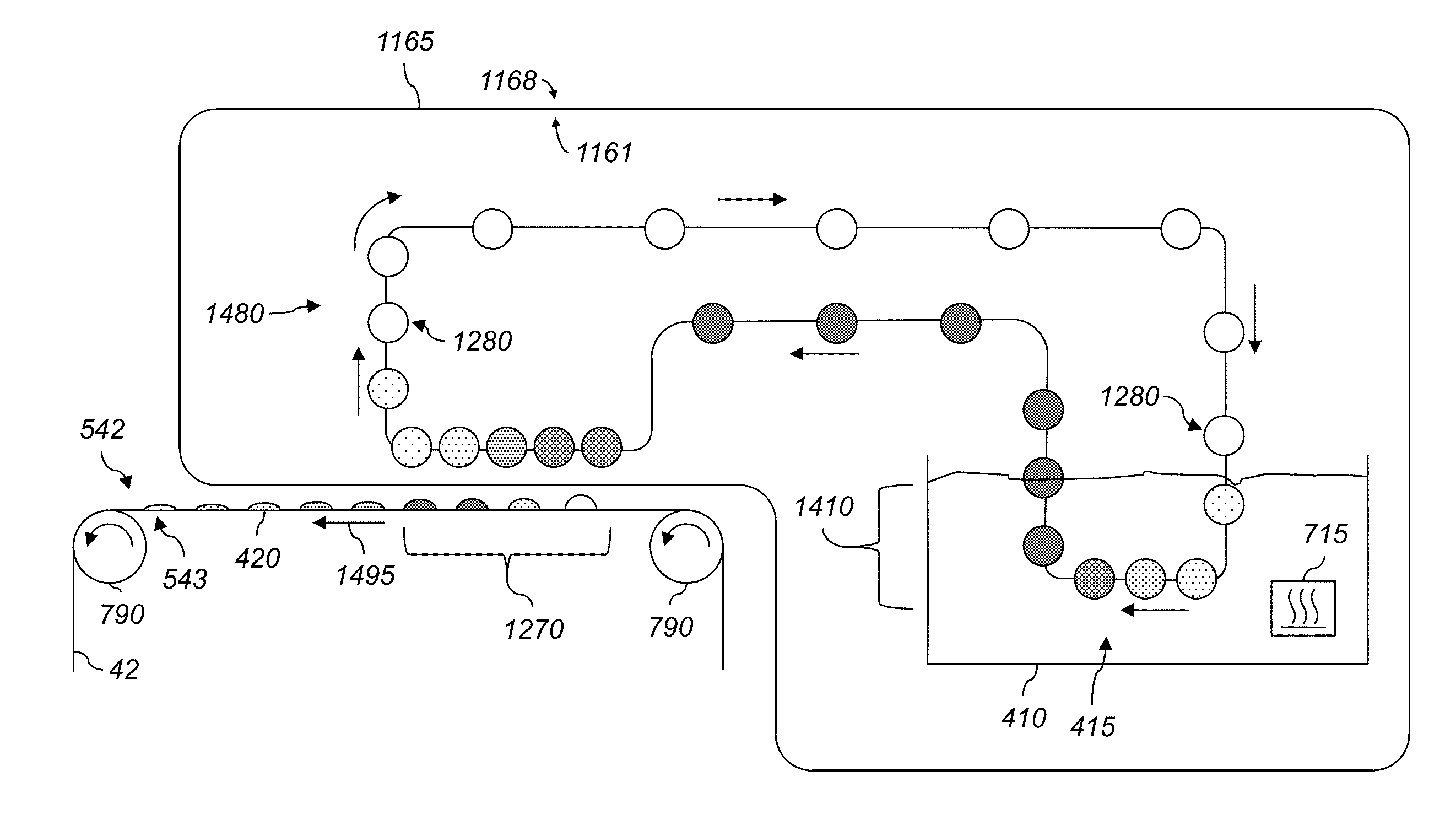 Fixing toner using heating-liquid-blocking barrier