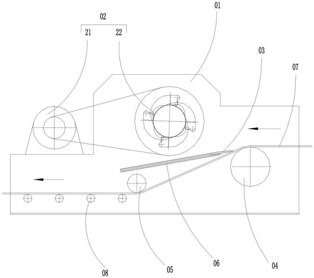 Crushing device for belt conveyor and belt conveyor