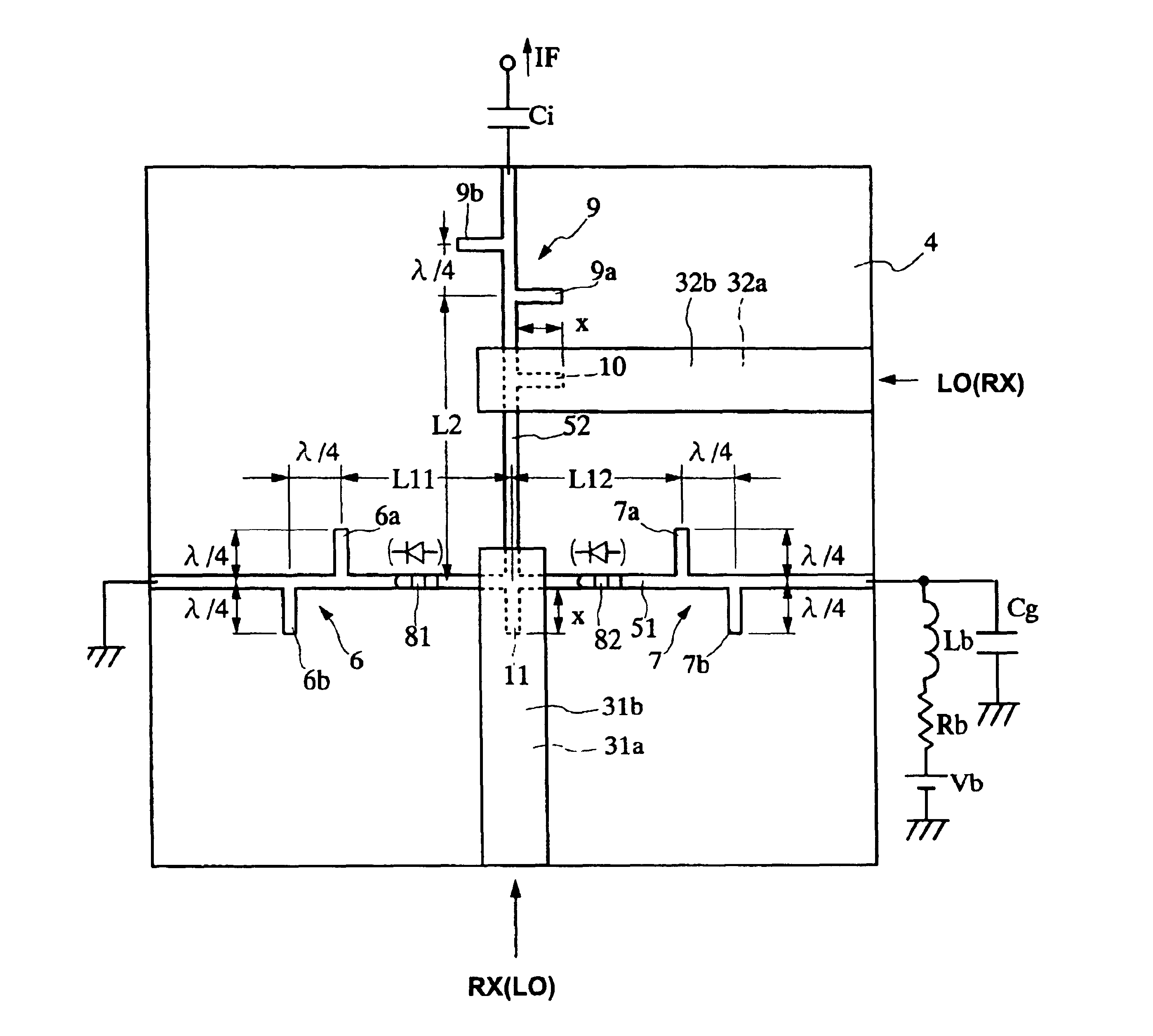 Line coupling structure, mixer, and receiving/transmitting apparatus comprised of suspended line and dielectric waveguide